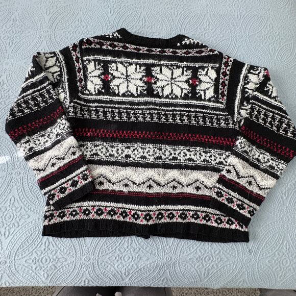 David Brooks Petite Hand Knit Wool Blend Fair Isle Cardigan Sweater M Scandigirl - Picture 3 of 4